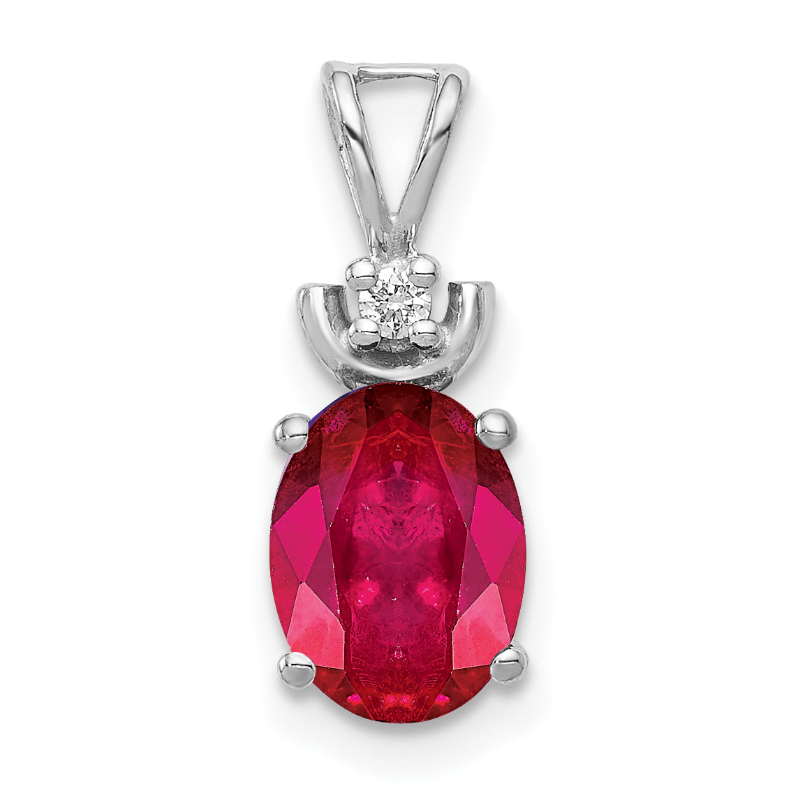 14k White Gold 8x6mm Oval Ruby AAA Diamond Pendant