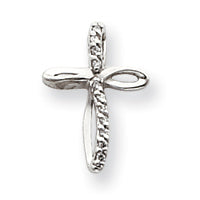 14k White Gold A Diamond cross pendant