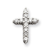 14k White Gold AAA Diamond cross pendant