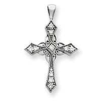 14k White Gold AAA Diamond cross pendant