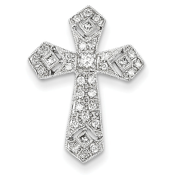 14k White Gold Passion Diamond Cross Pendant