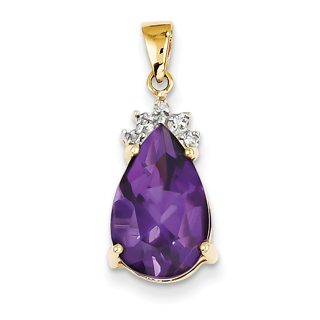 14k Amethyst and Diamond Pendant