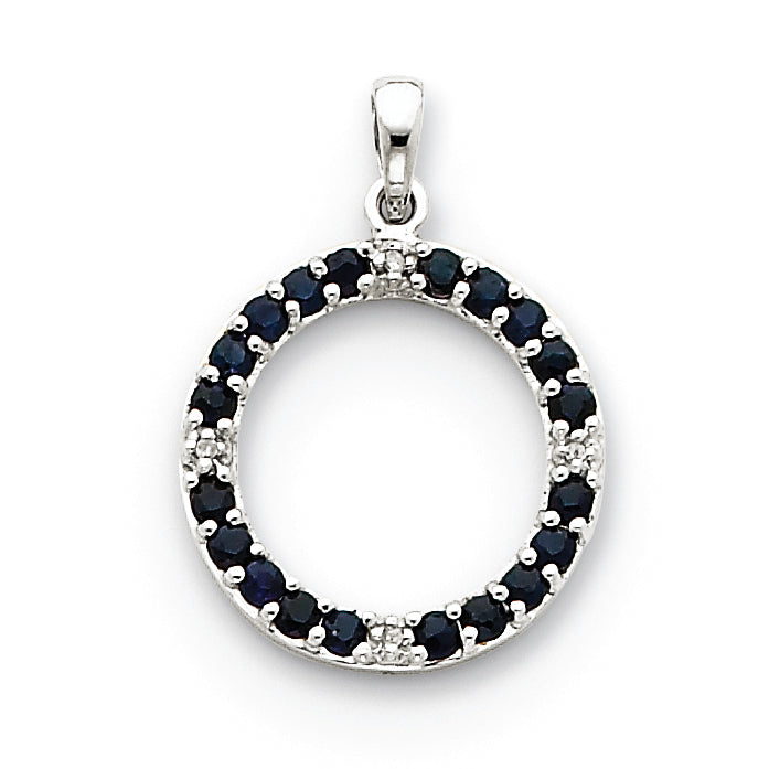 14k WG Sapphire and Diamond Circle Pendant