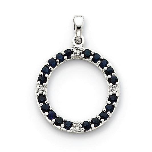 14k WG Sapphire and Diamond Circle Pendant