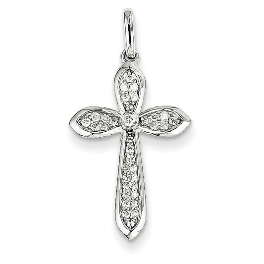 14K White Gold Diamond Cross Pendant