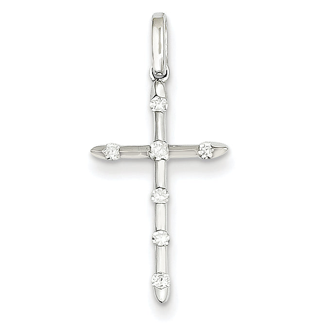 14K White Gold Diamond Cross Pendant