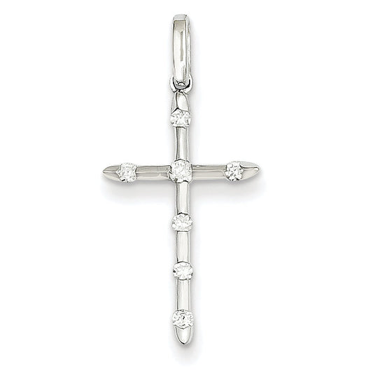 14K White Gold Diamond Cross Pendant