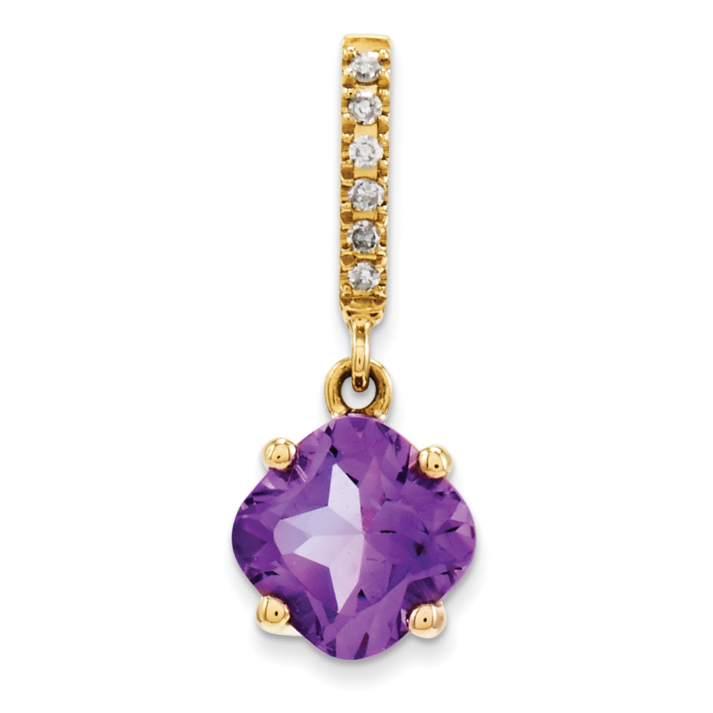 14k Diamond and Amethyst Pendant