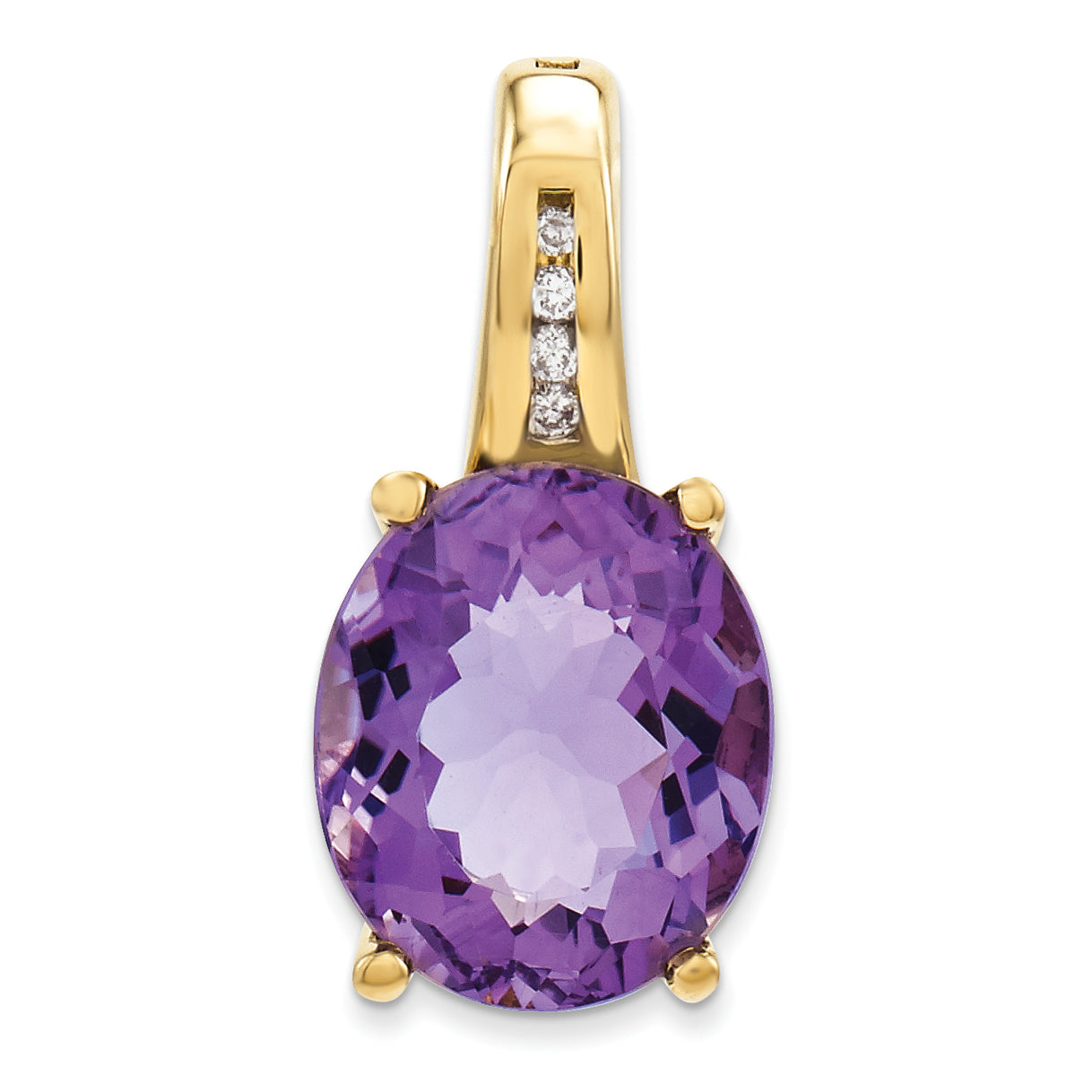 14k Diamond and Amethyst Oval Pendant