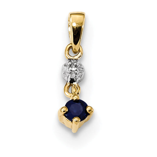14K Gold with Diamond and Sapphire Polished Pendant