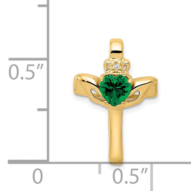14k 6mm Claddagh Mount St. Helens A Diamond Cross Pendant