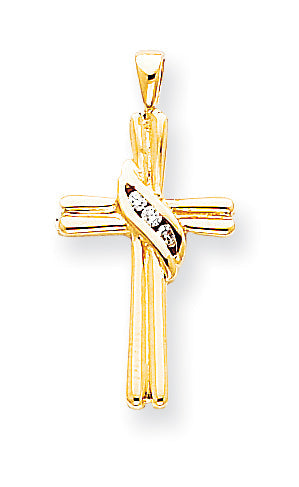 14k AAA Diamond cross pendant