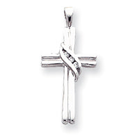 14k White Gold A Diamond cross pendant