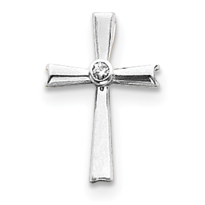 14k White Gold AA Diamond Cross Pendant