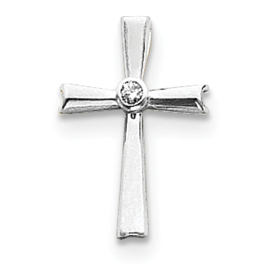 14k White Gold AA Diamond Cross Pendant