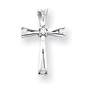 14k White Gold AAA Diamond cross pendant