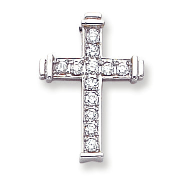 14k White Gold VS Diamond cross pendant