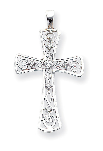 14k White Gold VS Diamond cross pendant