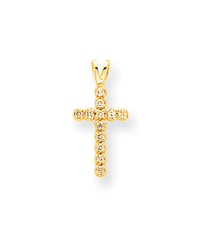 14k AA Diamond Latin Cross Pendant