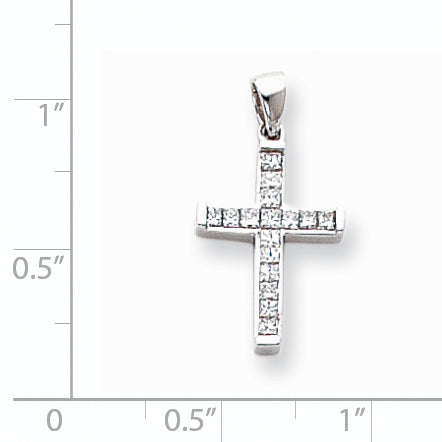 14k White Gold Diamond Latin Cross Pendant