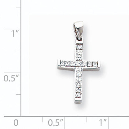 14k White Gold Diamond Latin Cross Pendant
