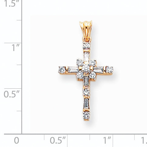 14k and Rhodium Diamond Cross Pendant