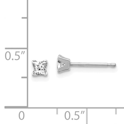 14k White Gold AA Quality Complete Princess Cut Diamond Earrings