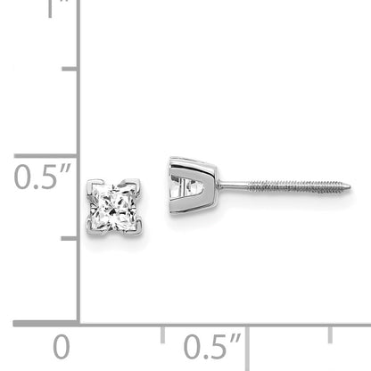 14k White Gold VS Quality Complete Princess Cut Diamond Earrings