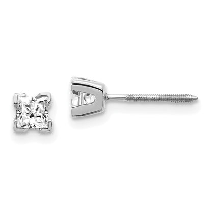 14k White Gold VS Quality Complete Princess Cut Diamond Earrings
