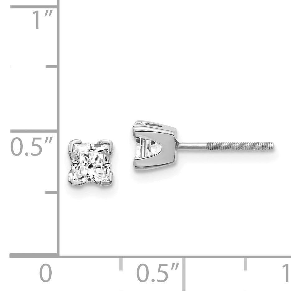 14k White Gold VS Quality Complete Princess Cut Diamond Earrings