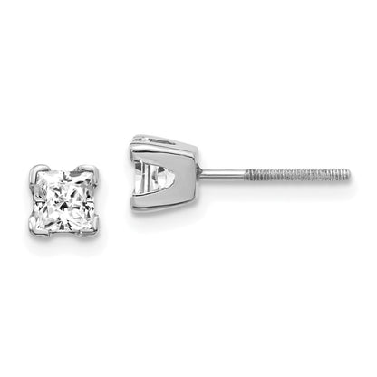 14k White Gold VS Quality Complete Princess Cut Diamond Earrings