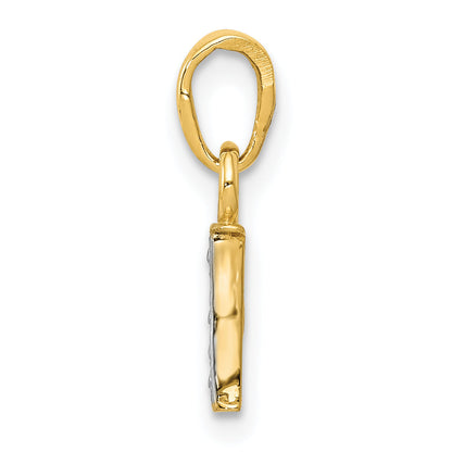 14k and Rhodium Polished .01ct Diamond Initial I Charm